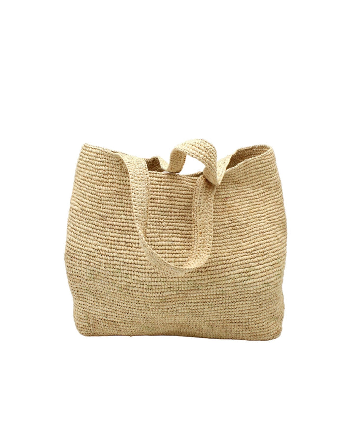 Mamie XL Raffia Crochet Straw Basket Handbag Tote - Echo Market