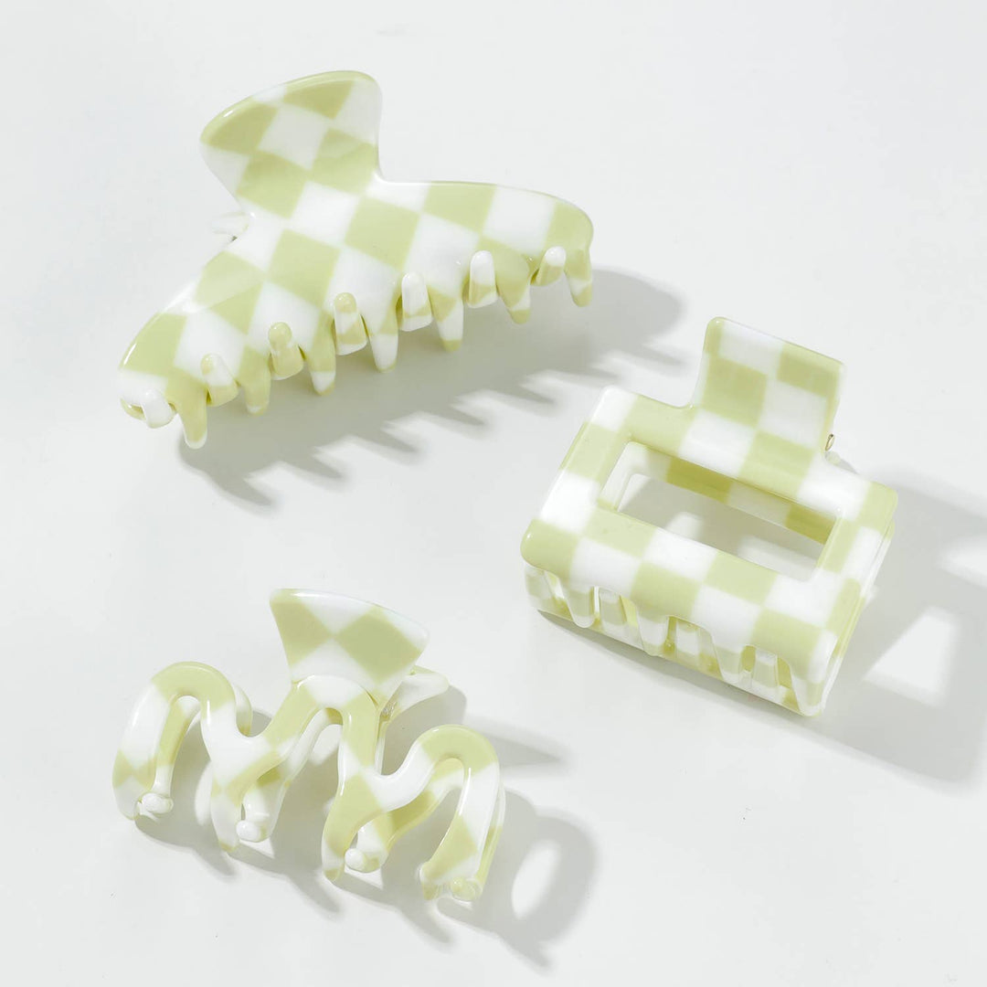 Matcha Checkmate | Small/Medium Claw Clips - Echo Market