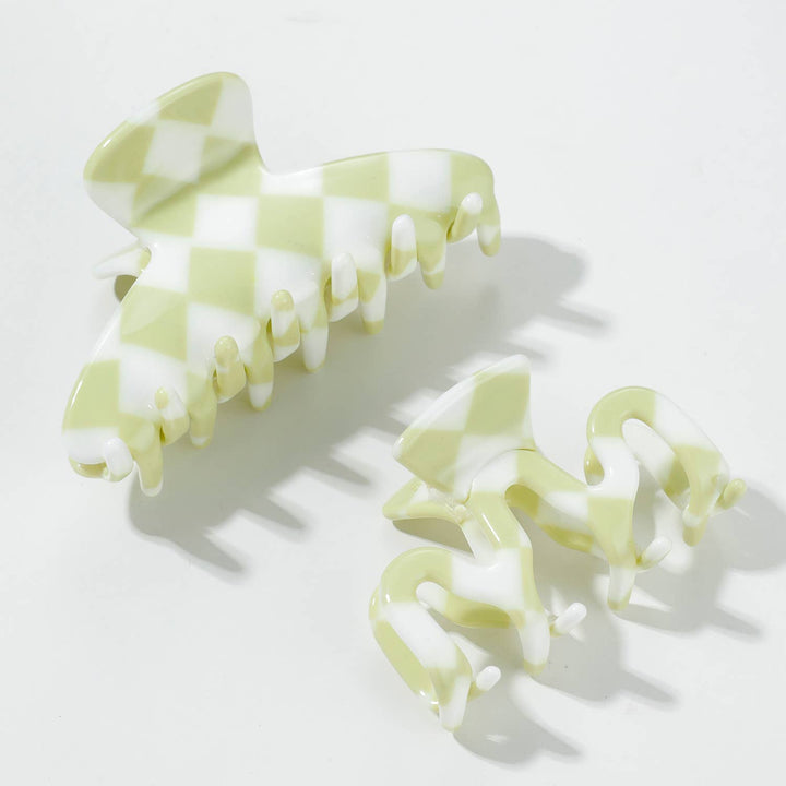 Matcha Checkmate | Small/Medium Claw Clips - Echo Market