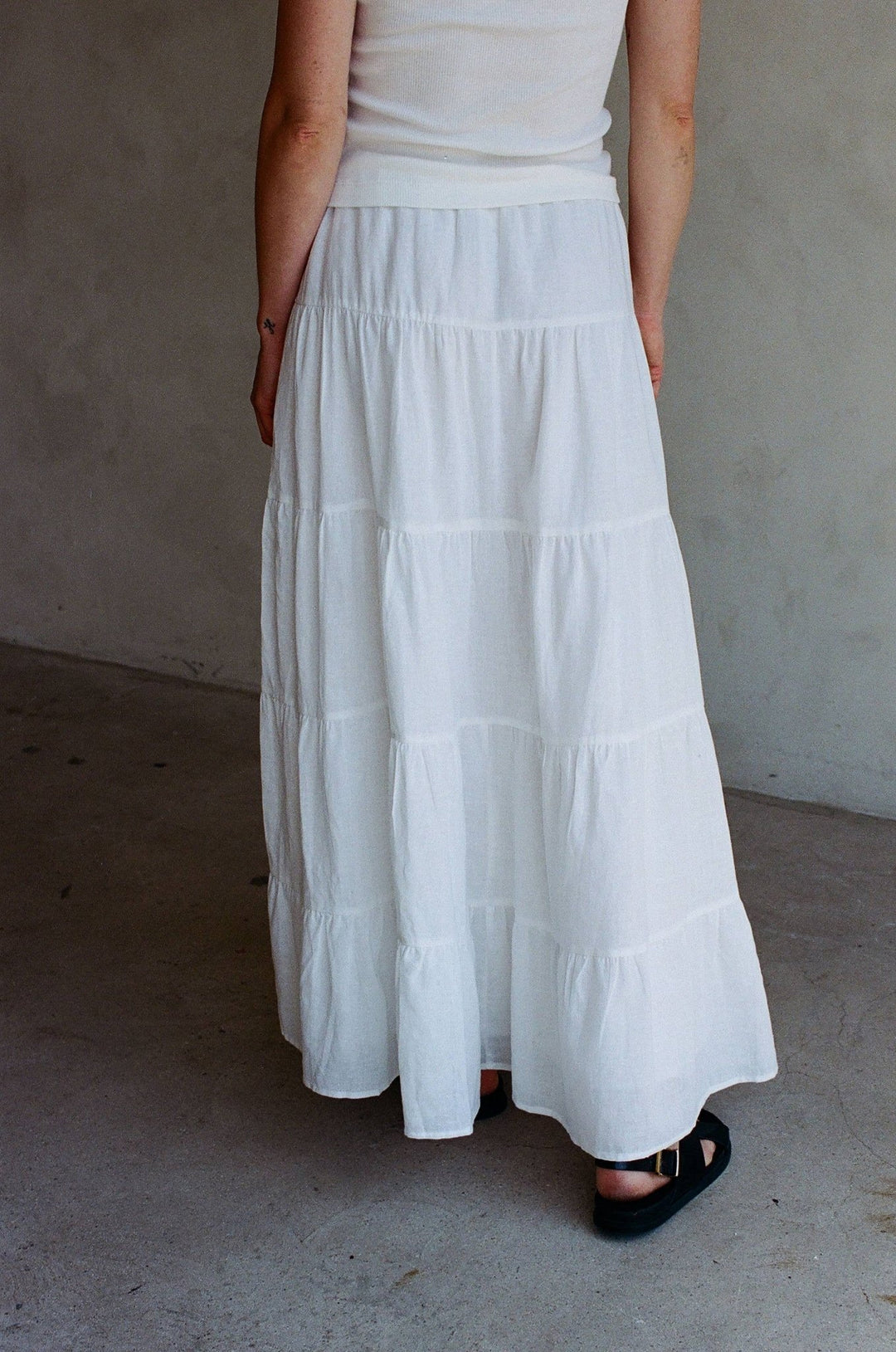 May Tiered Maxi Skirt | Off White - Echo Market