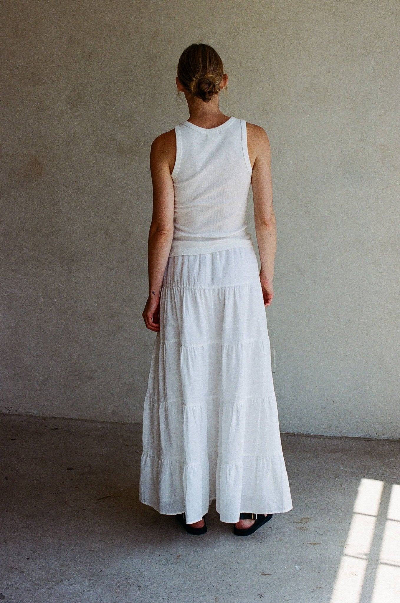 May Tiered Maxi Skirt | Off White - Echo Market