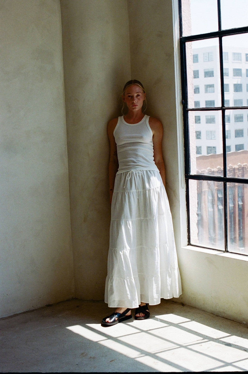 May Tiered Maxi Skirt | Off White - Echo Market