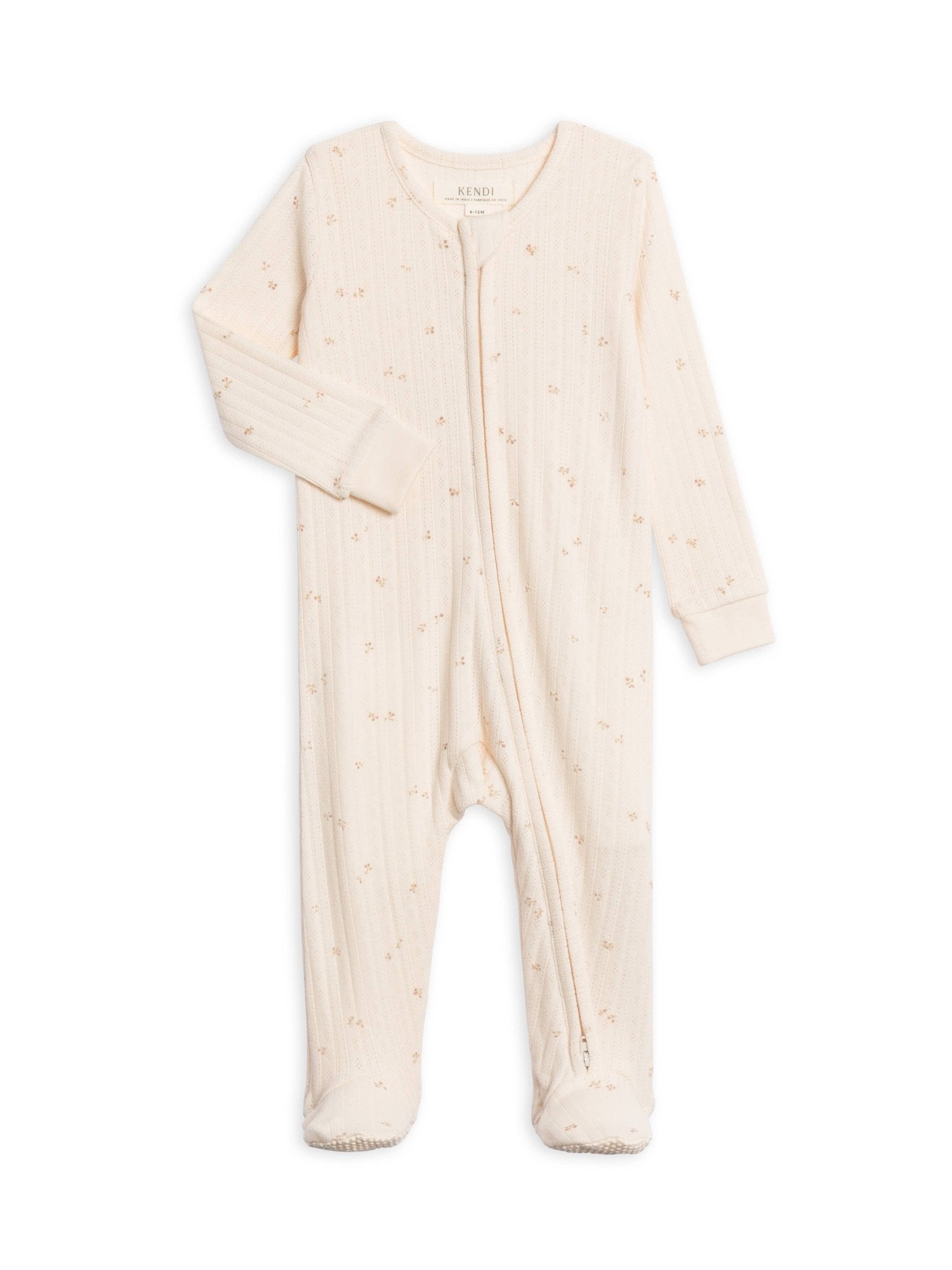 Maya Brushed Back Pointelle Footed Zipper Sleeper | Loren Floral - Echo Market