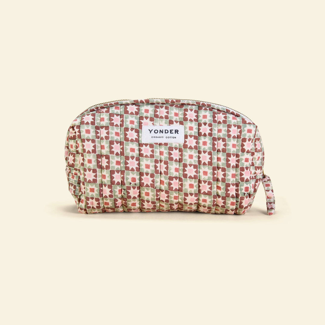 Medium Quilted Wash Bag | Pinwheel | Choc Chip - Echo Market