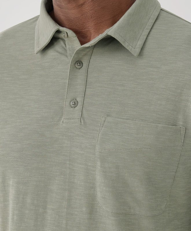 Men’s Field Midweight Slub Long Sleeve Polo - Echo Market