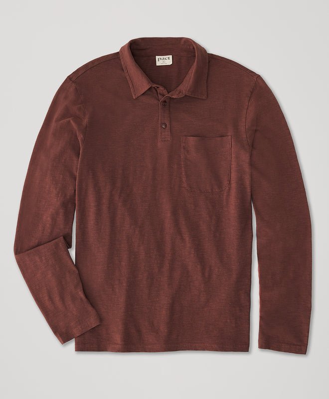 Men’s Field Midweight Slub Long Sleeve Polo - Echo Market