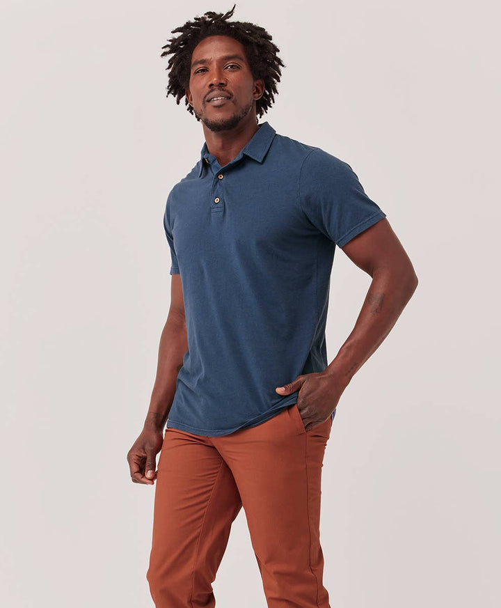 Men's Seaside Linen Blend Polo - Echo Market