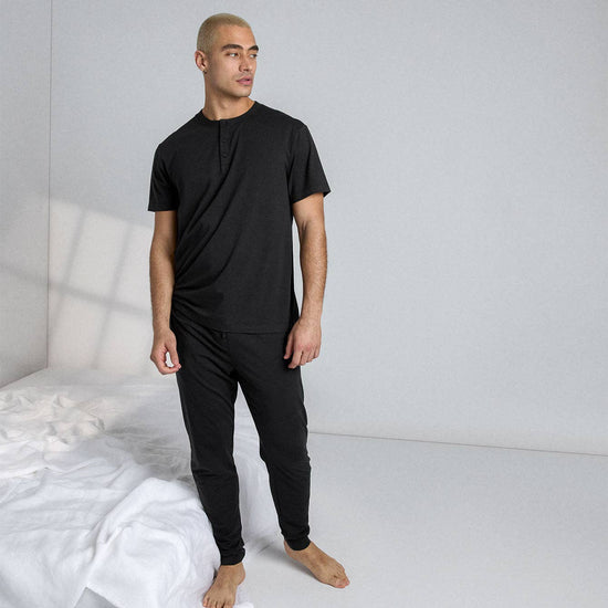 Men's Slumberknit™ Henley Tee | Immersed Black - Echo Market