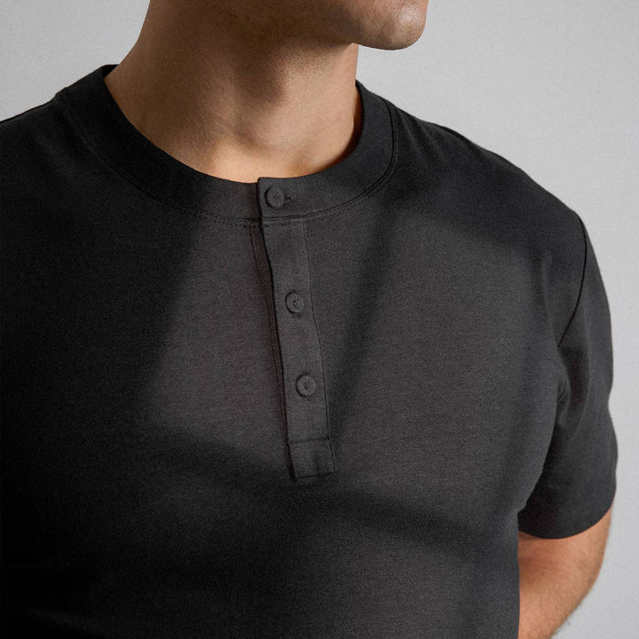 Men's Slumberknit™ Henley Tee | Immersed Black - Echo Market