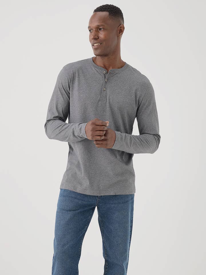 Men's Softspun Long Sleeve Henley - Echo Market