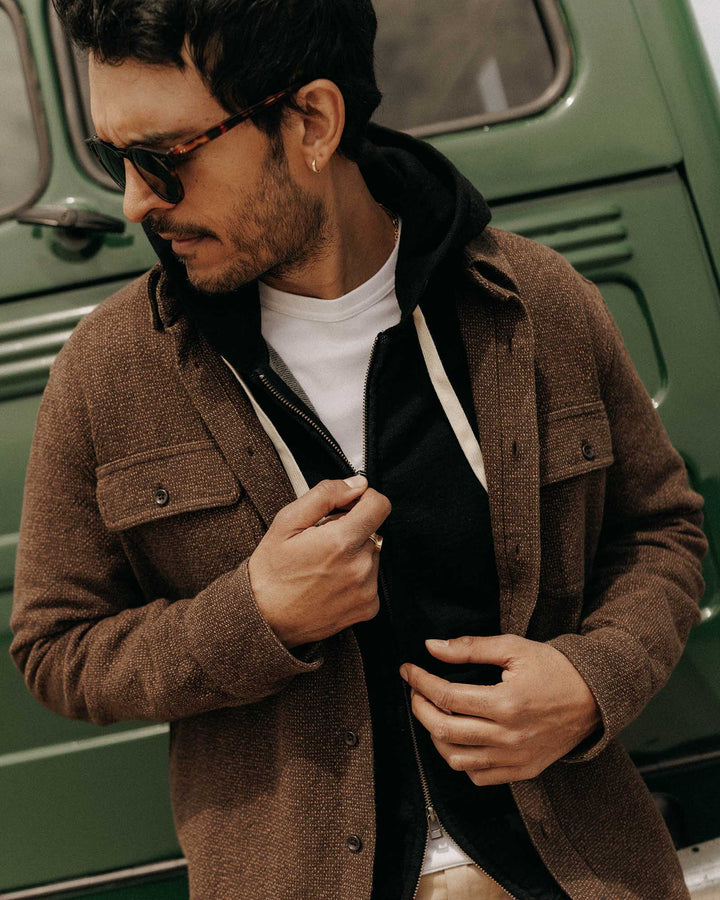 Men's The Ledge Shirt | Black Coffee Linen Tweed - Echo Market