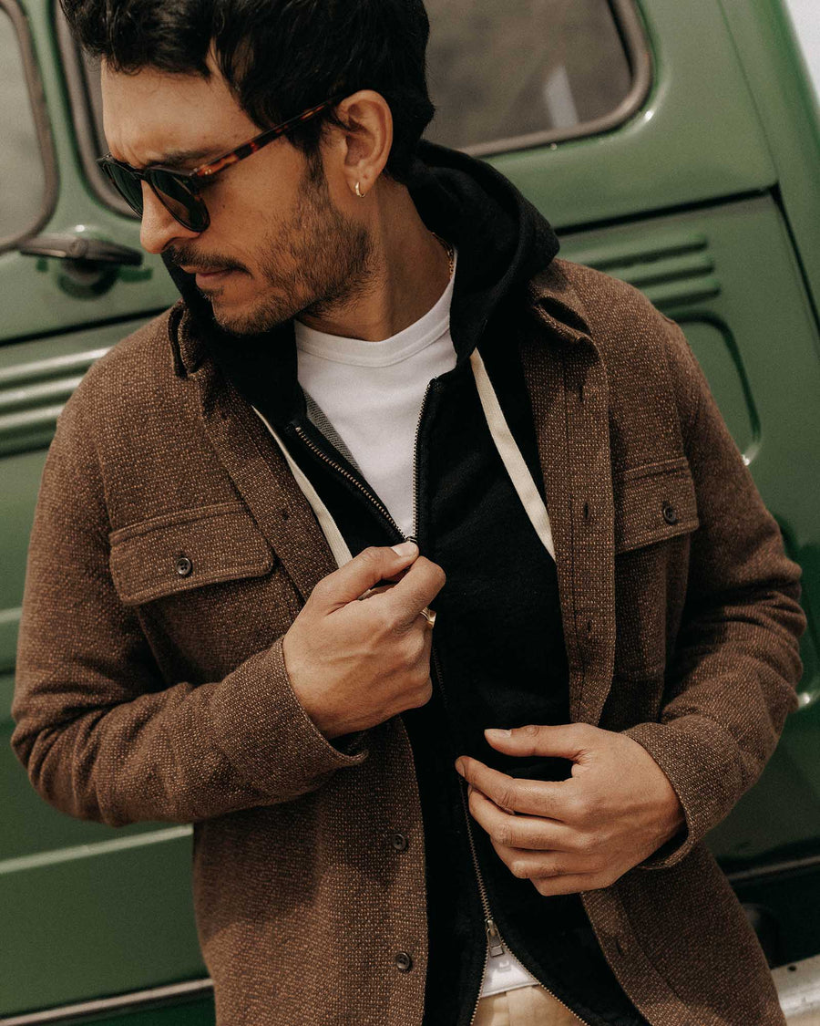 Men's The Ledge Shirt | Black Coffee Linen Tweed - Echo Market