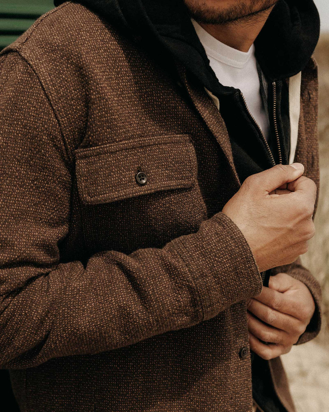 Men's The Ledge Shirt | Black Coffee Linen Tweed - Echo Market