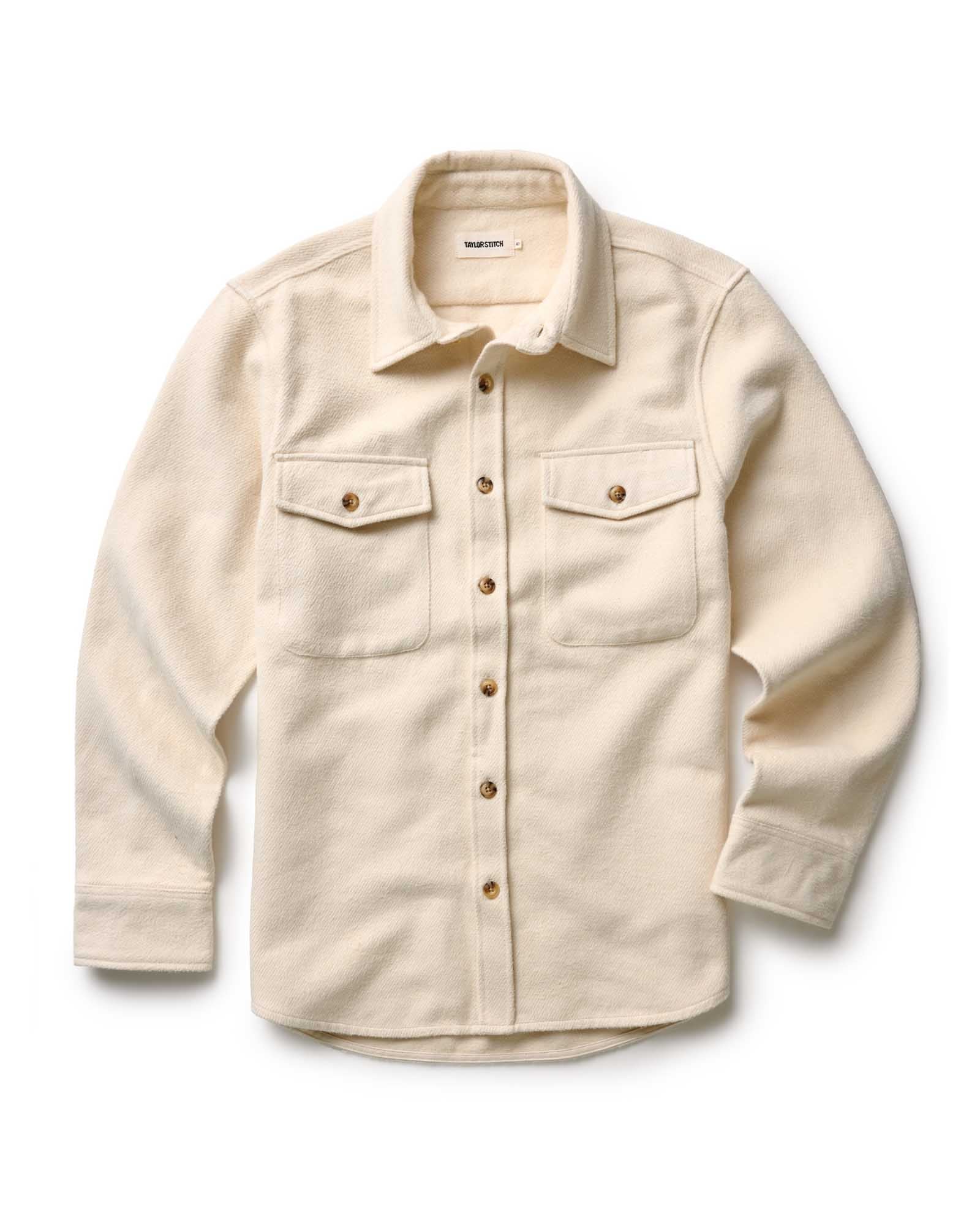 Men's The Maritime Shirt Jacket | Vintage White Moleskin Twill - Echo Market
