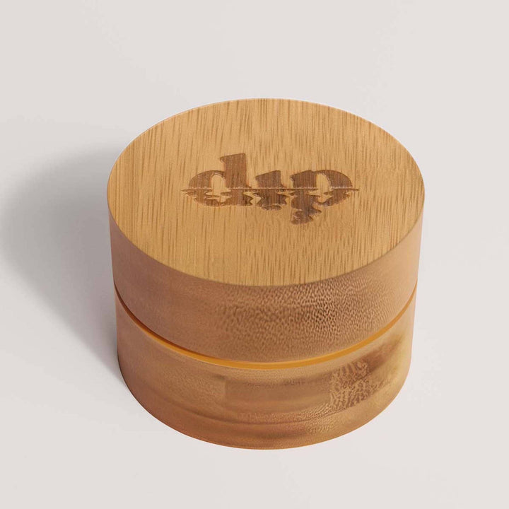 Mini Dip Bamboo Travel Case with Coaster on a plain background