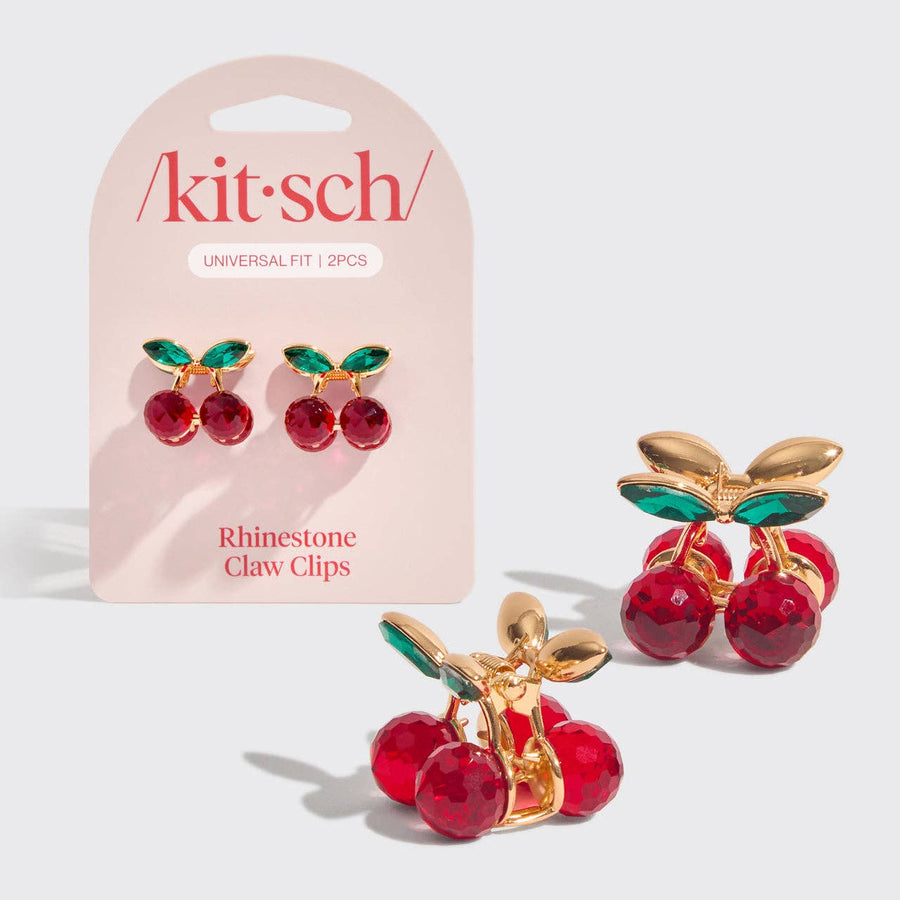 Mini Rhinestone Cherry Claw Clips | 2pc Set - Echo Market