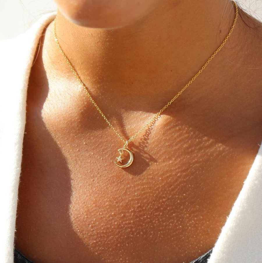 Moon + Star Charm Necklace  - Echo Market