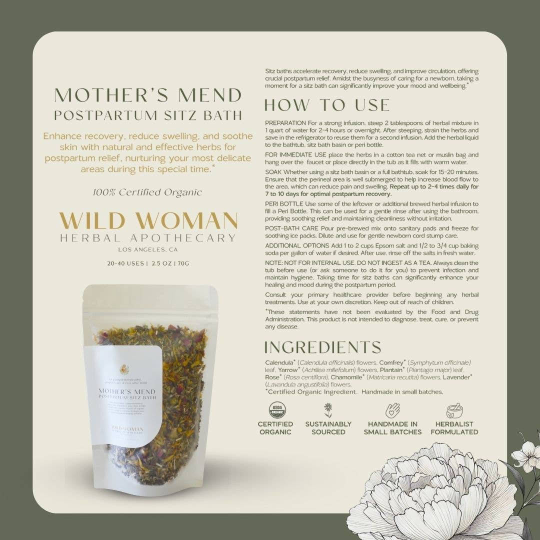 Mother’s Mend Postpartum Sitz Bath &amp; Peri Bottle Herbs - Echo Market