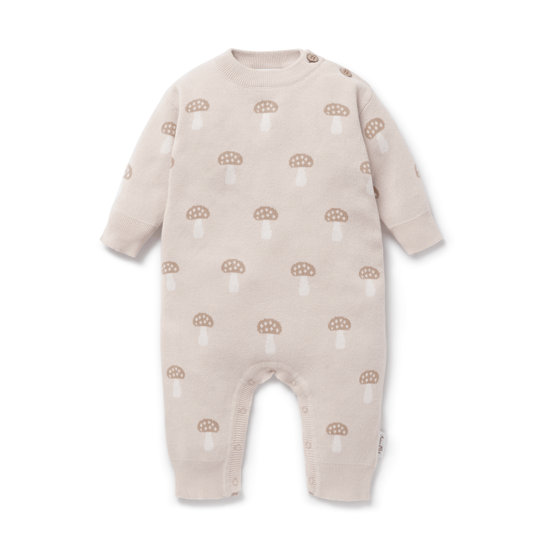 Mushroom Knit Romper | Sand - Echo Market