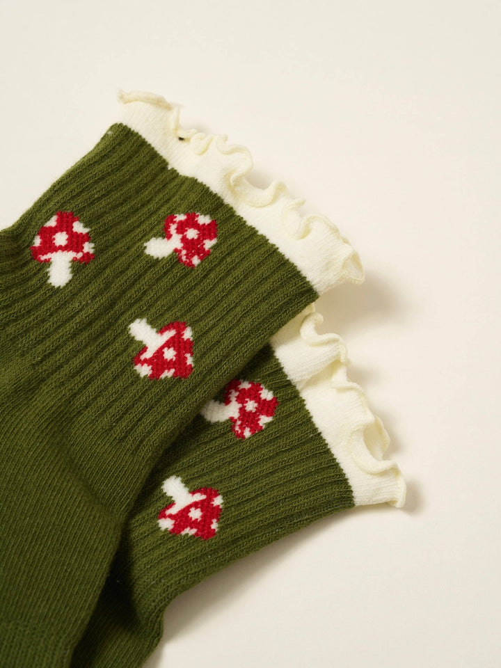🍄 Mushroom Ruffle Grip Sock | Pilates Socks - Echo Market