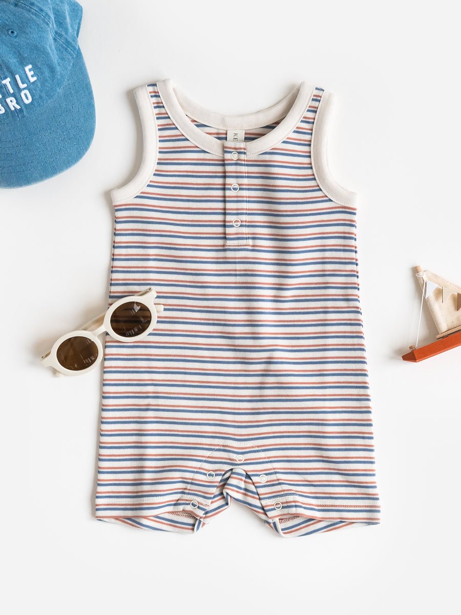 Nile Organic Cotton Romper | Voyage Stripe | Sea + Ridge - Echo Market