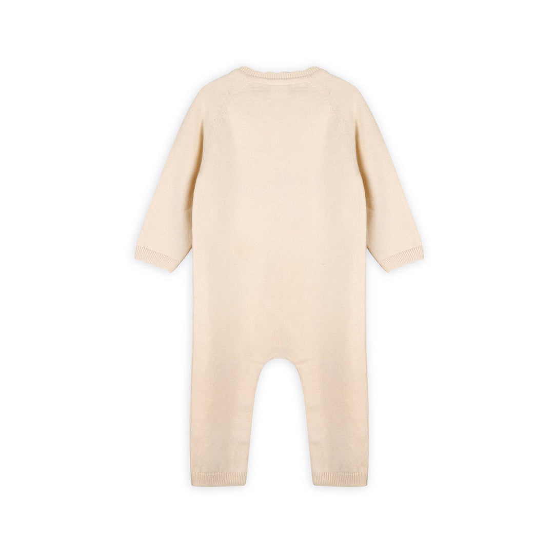Organic Bird &amp; Floral Embroidered Baby Knit Jumpsuit | Natural - Echo Market