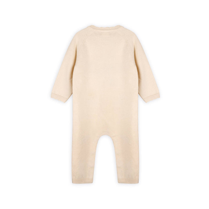 Organic Bird &amp; Floral Embroidered Baby Knit Jumpsuit | Natural - Echo Market