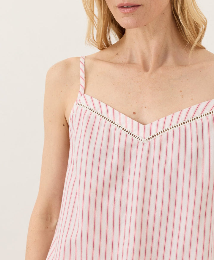 Organic Breezy Cotton Sleep Cami | Dayspring Stripe - Echo Market
