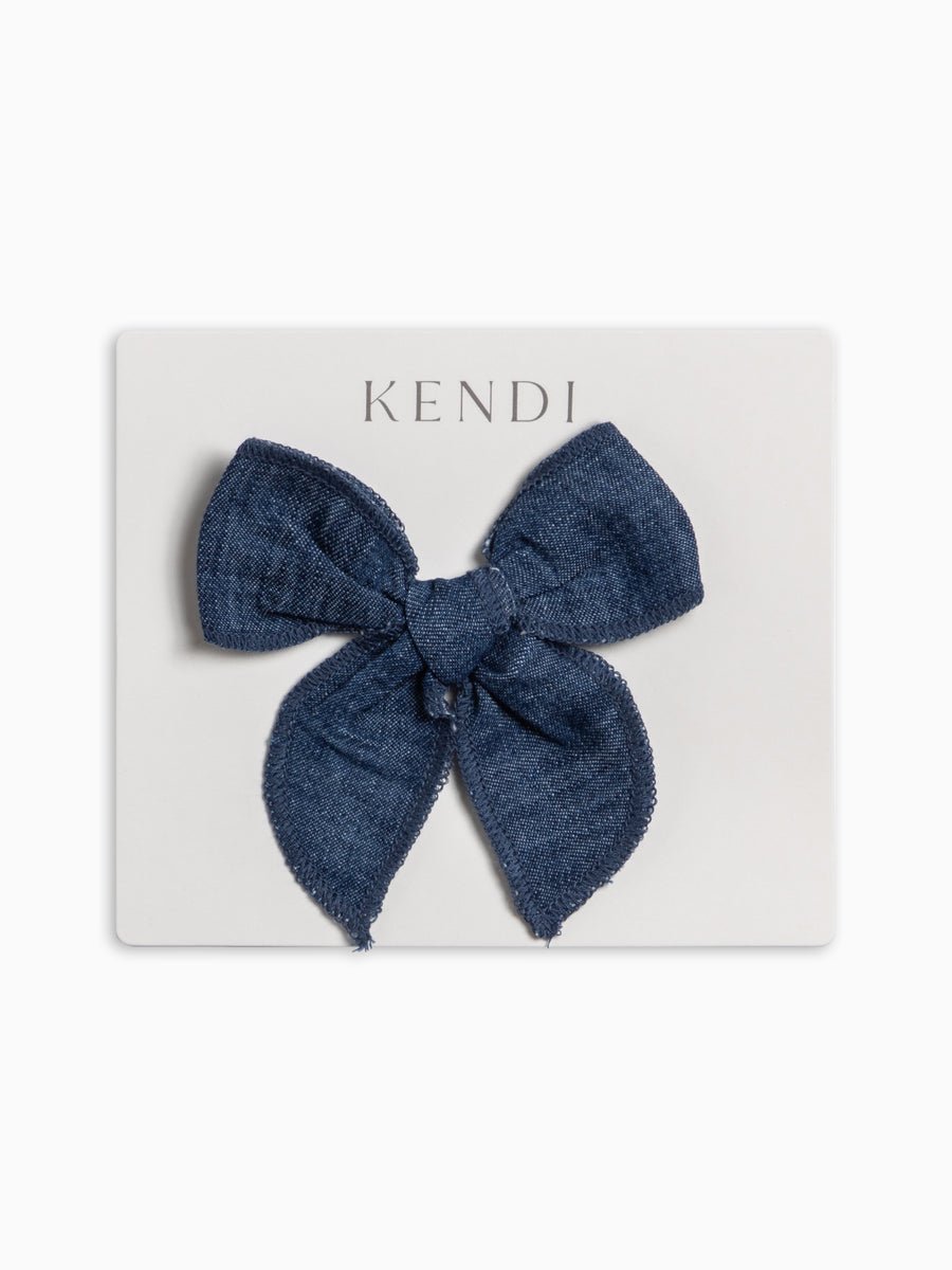 Organic Chambray Bow Clip | Dark Chambray - Echo Market
