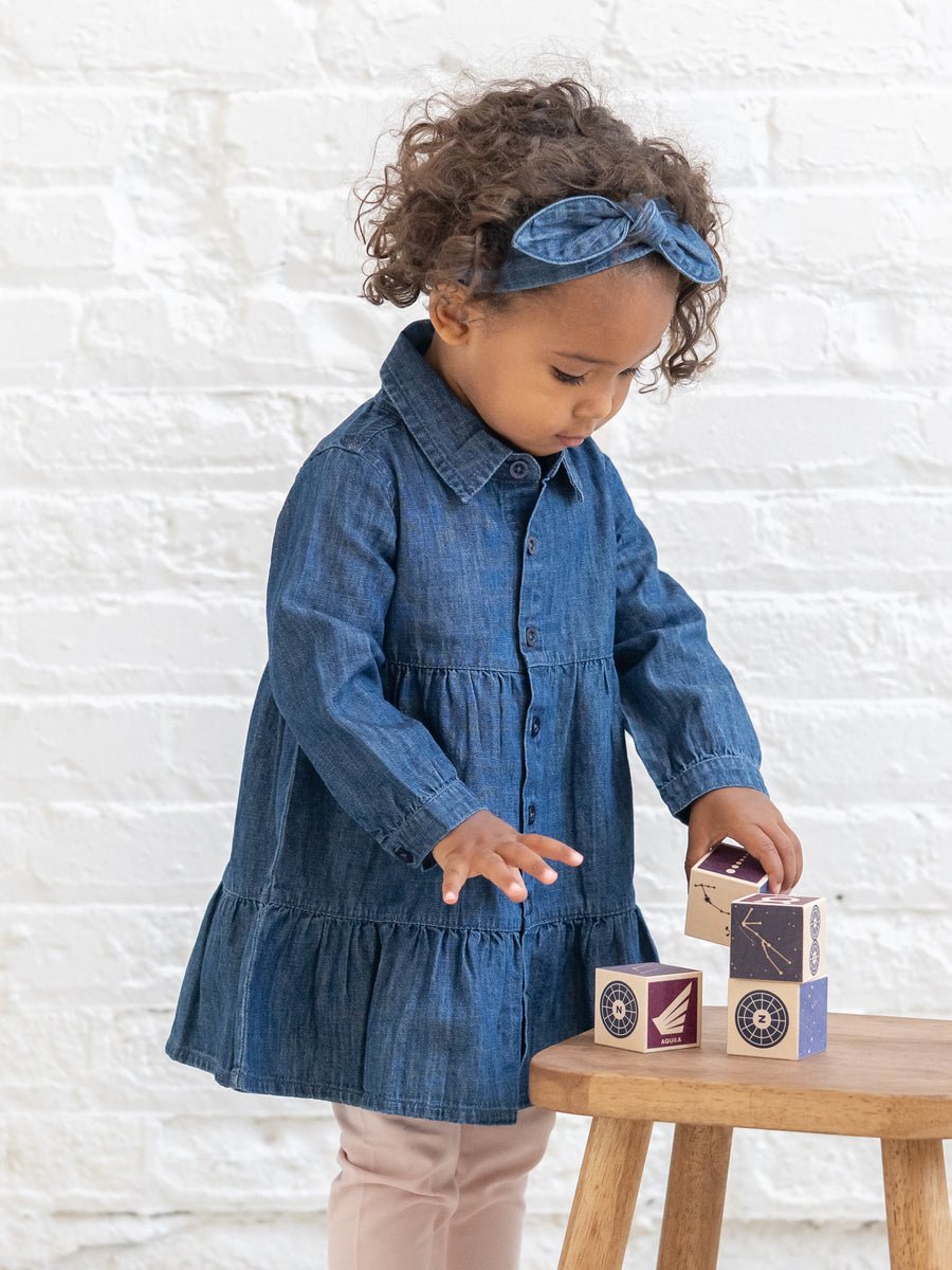 Organic Chambray Bow Headband | Dark Chambray - Echo Market