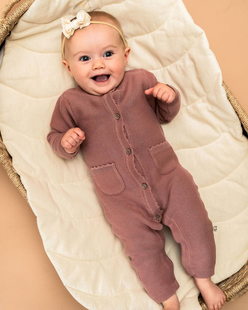 Organic Classic Pocket & Button Chunky Knit Baby Jumpsuit - Echo Market