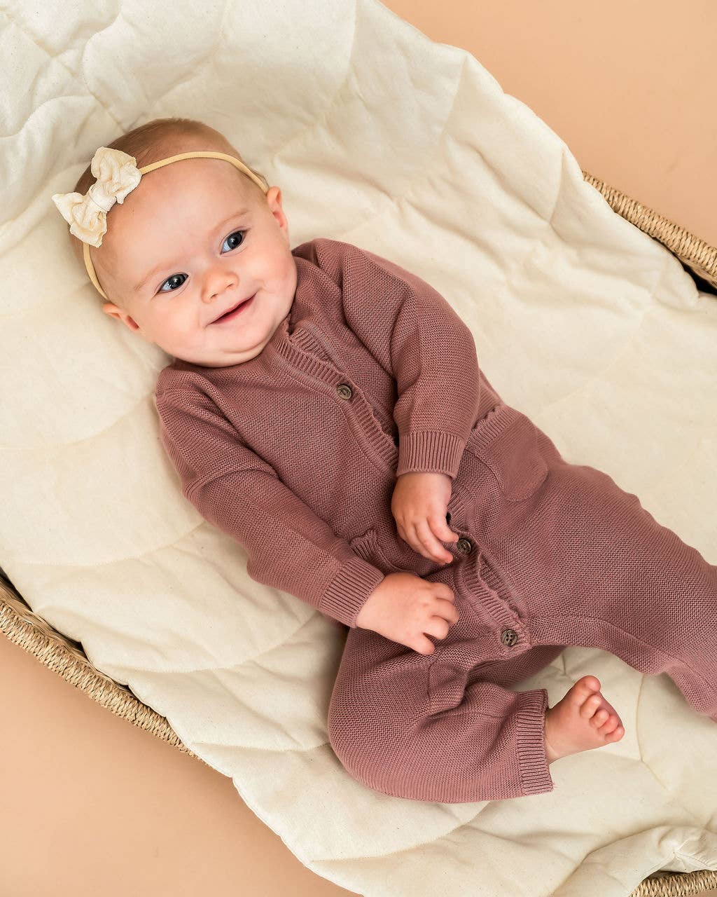 Organic Classic Pocket & Button Chunky Knit Baby Jumpsuit - Echo Market