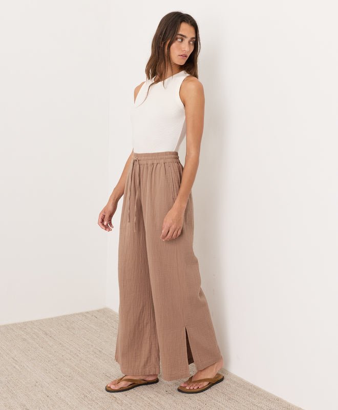 Organic Coastal Double Gauze Split Hem Pant - Echo Market