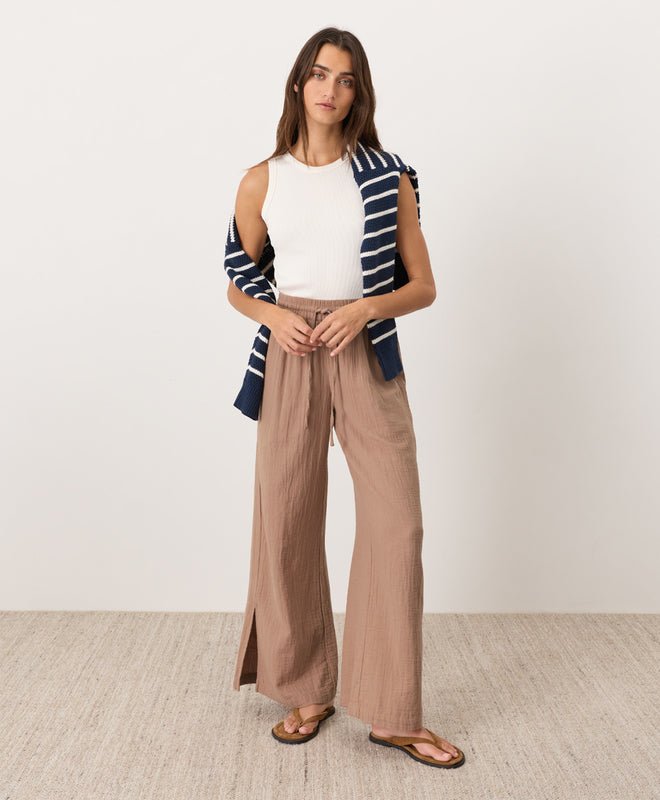 Organic Coastal Double Gauze Split Hem Pant - Echo Market