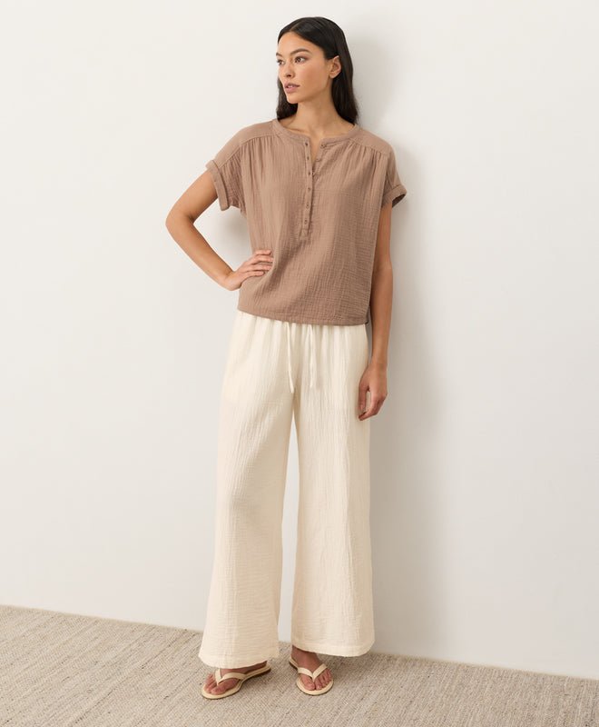 Organic Coastal Double Gauze Split Hem Pant - Echo Market