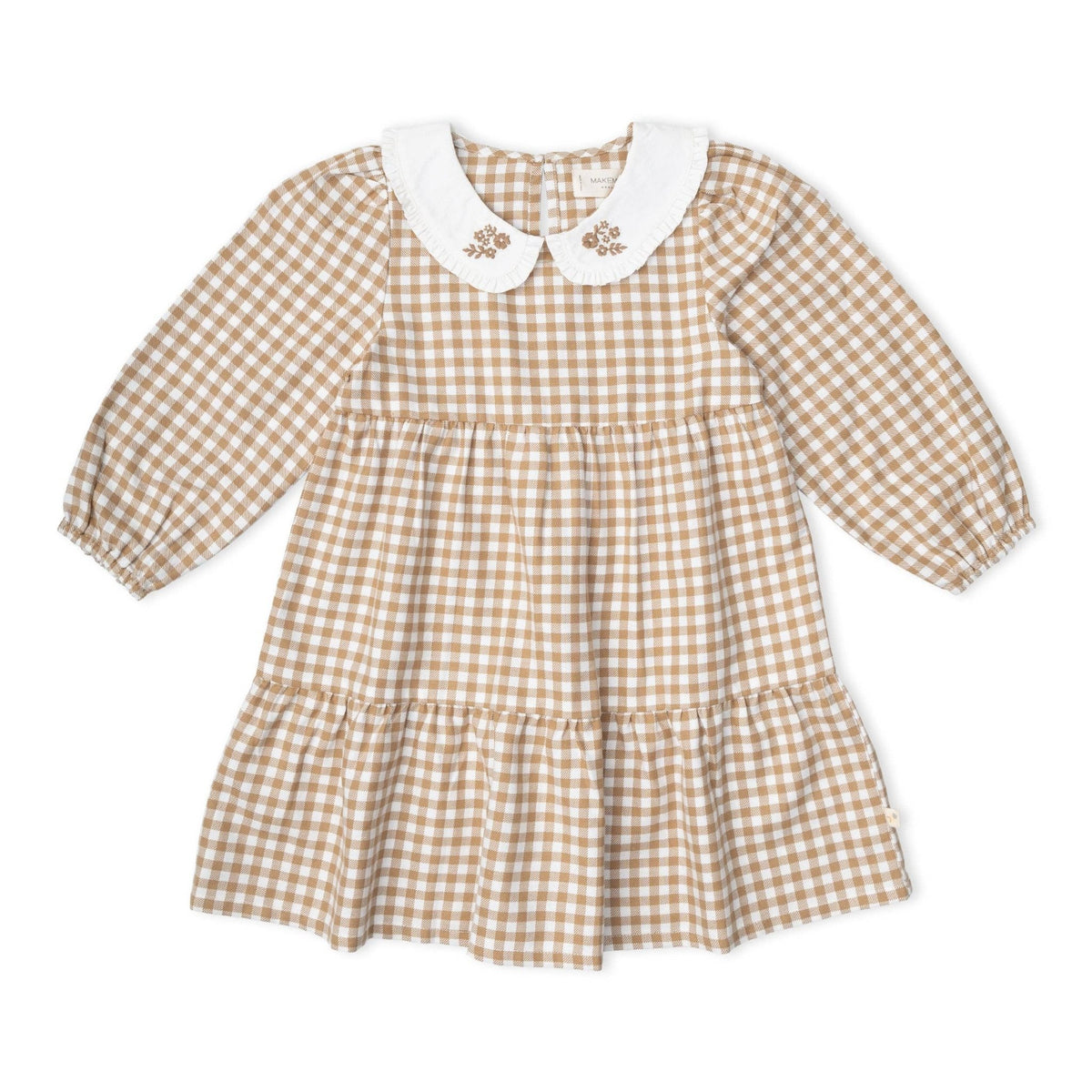 Organic Collar Tiered Dress | Oat Gingham - Echo Market