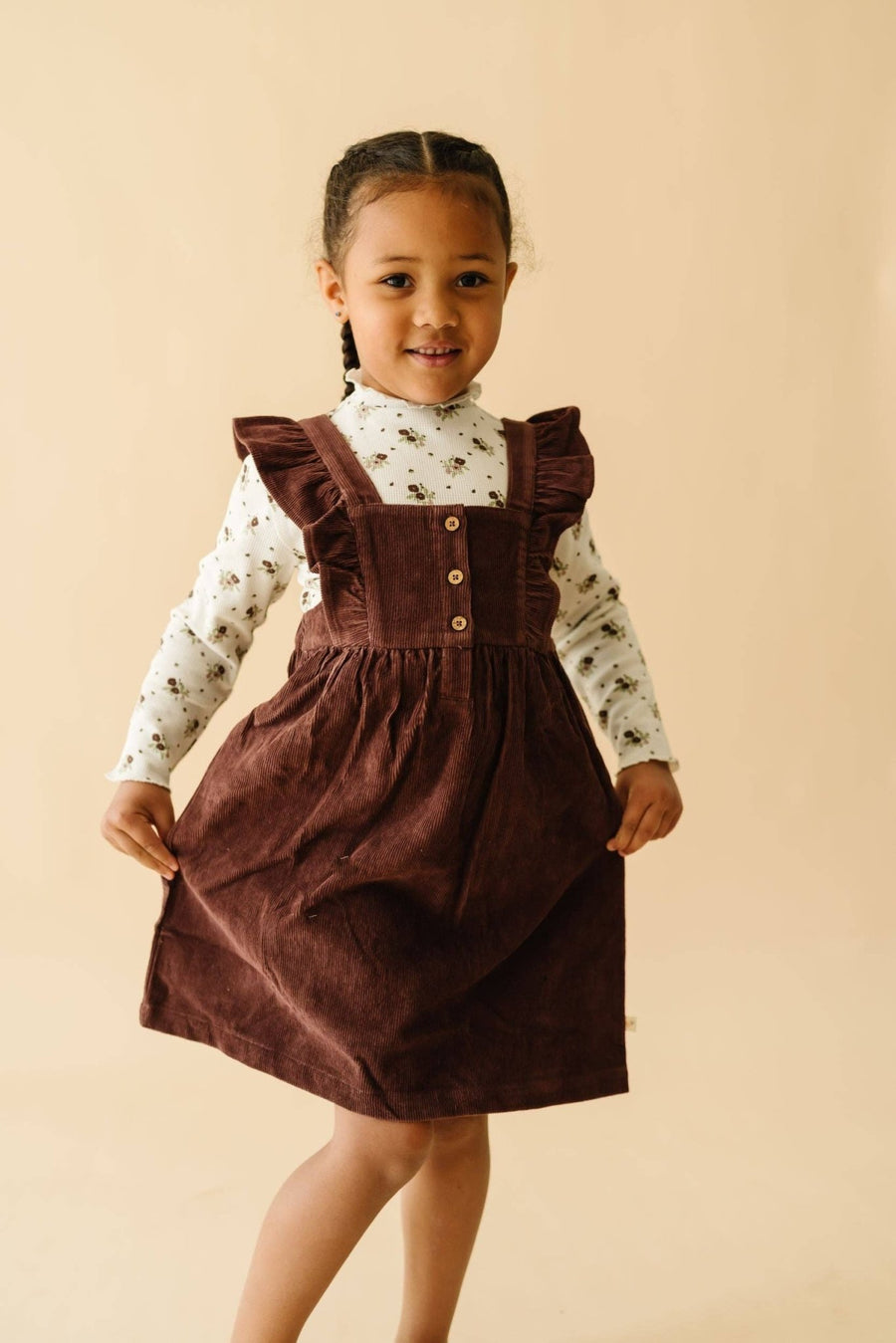 Organic Corduroy Ruffle Dress | Plum - Echo Market