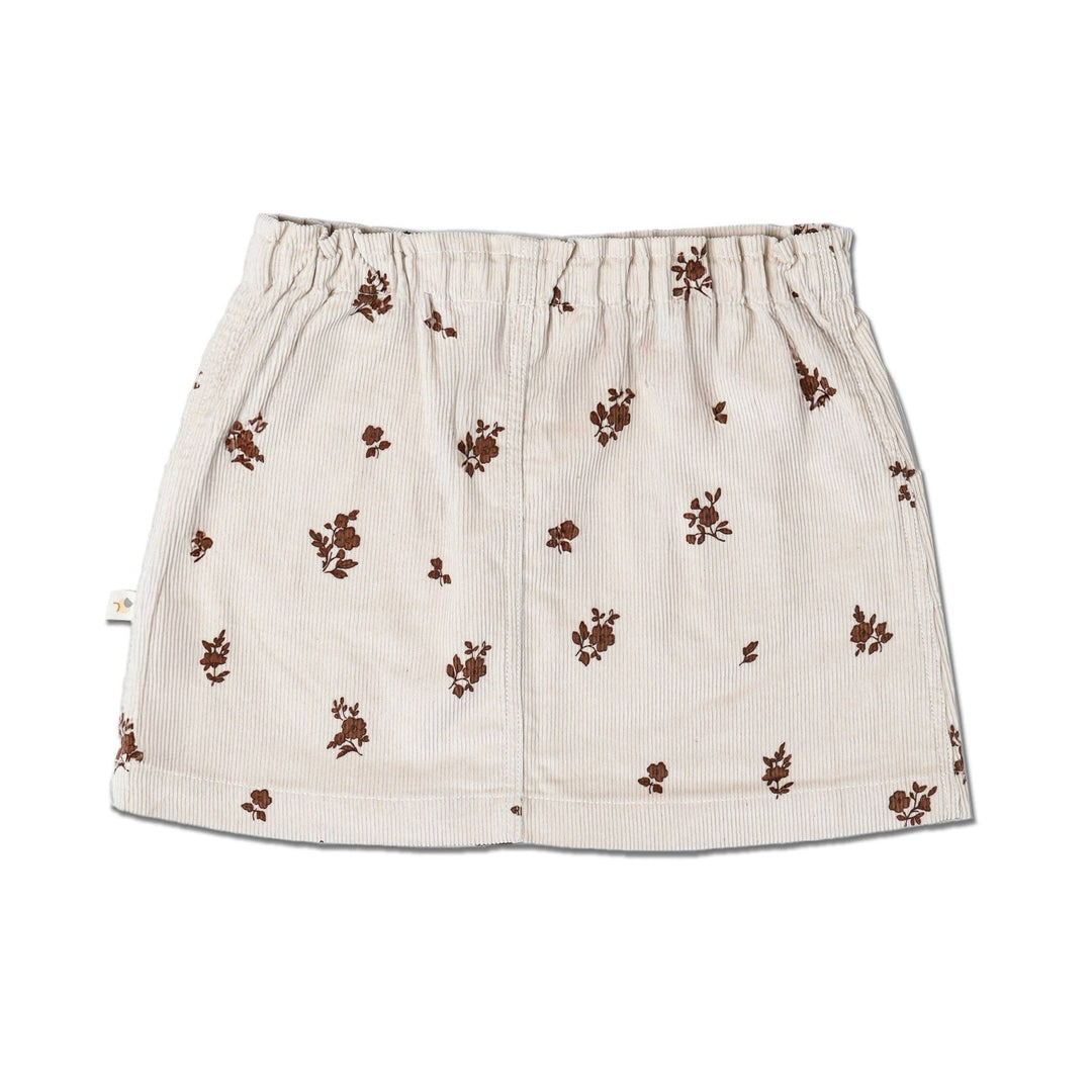 Organic Corduroy Skirt | Brown Floral - Echo Market