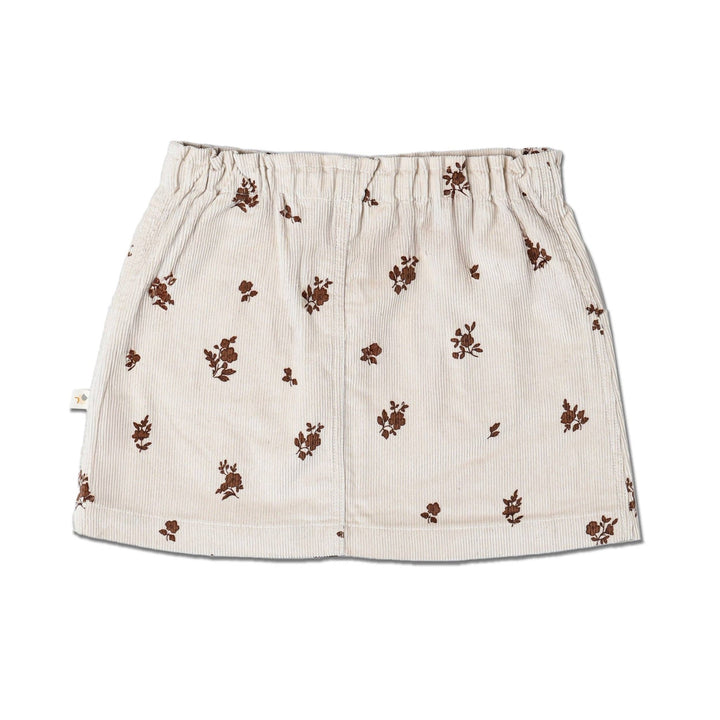 Organic Corduroy Skirt | Brown Floral - Echo Market