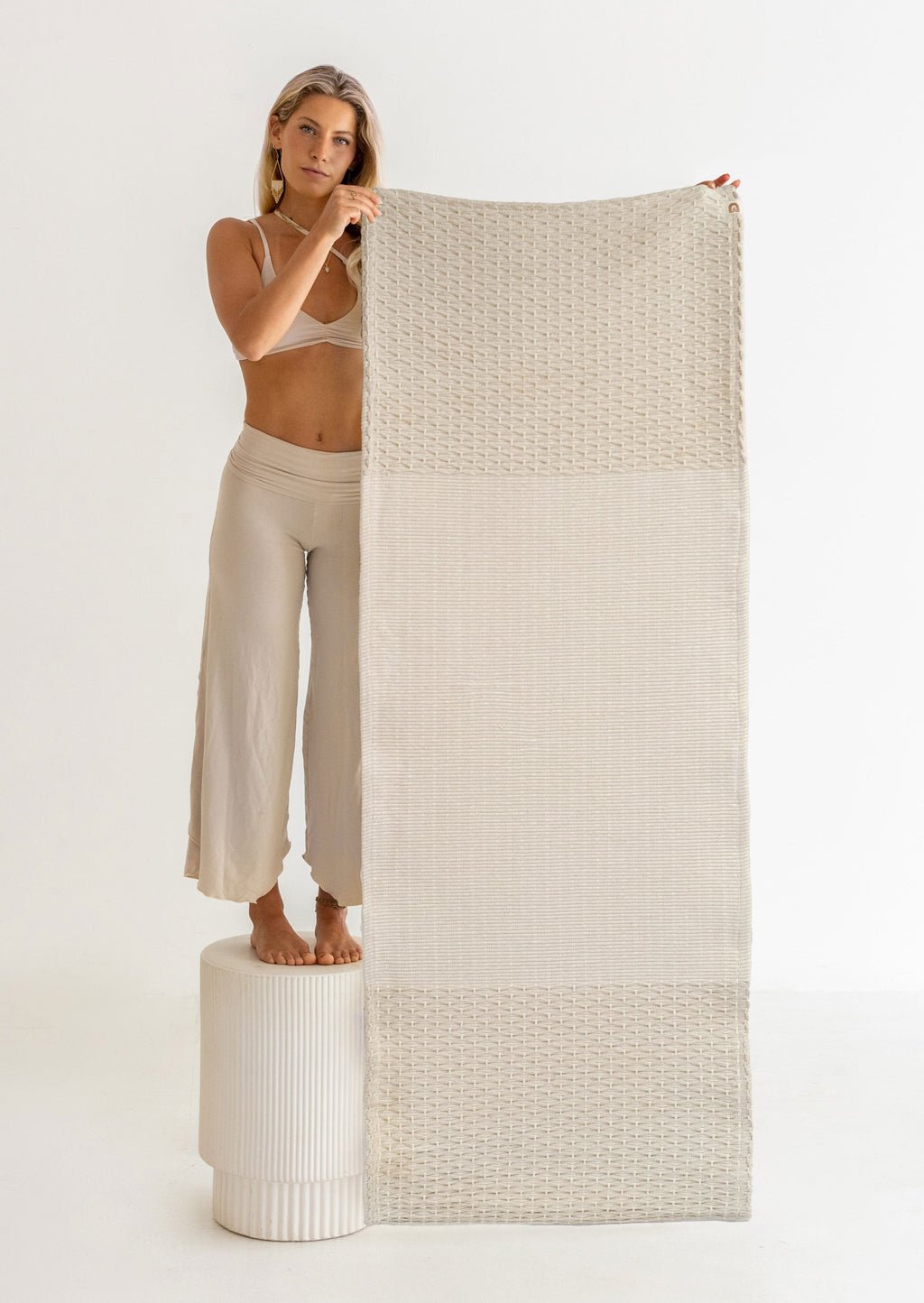 Organic Cotton & Herbal-Dyed Diamond Weave Yoga Mat - Echo Market