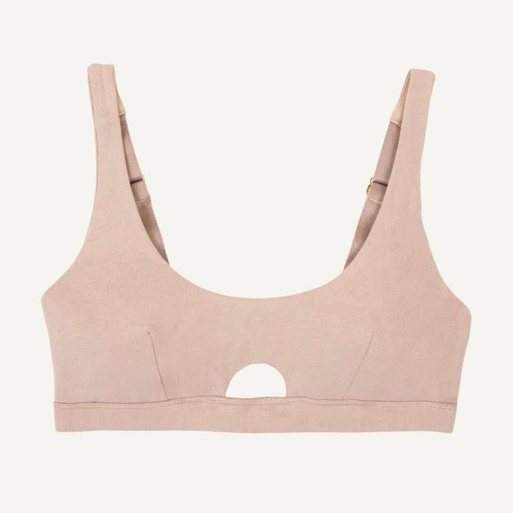 Organic Cotton Keyhole Soft Bra | Stone - Echo Market