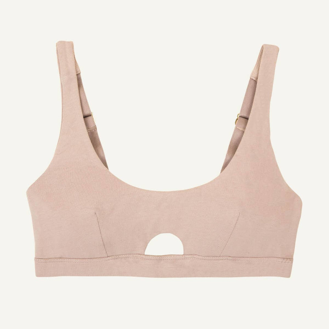 Organic Cotton Keyhole Soft Bra | Stone - Echo Market