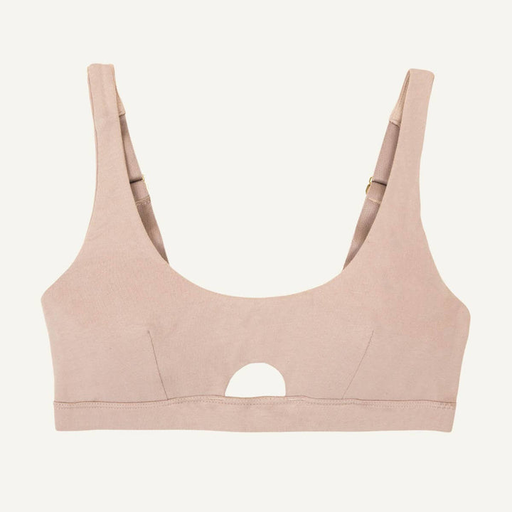 Organic Cotton Keyhole Soft Bra | Stone - Echo Market