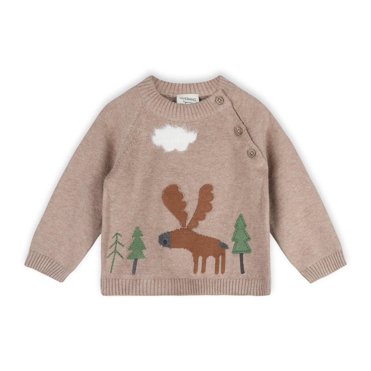 Organic Cotton Moose Woods Knit Baby Pullover - Echo Market