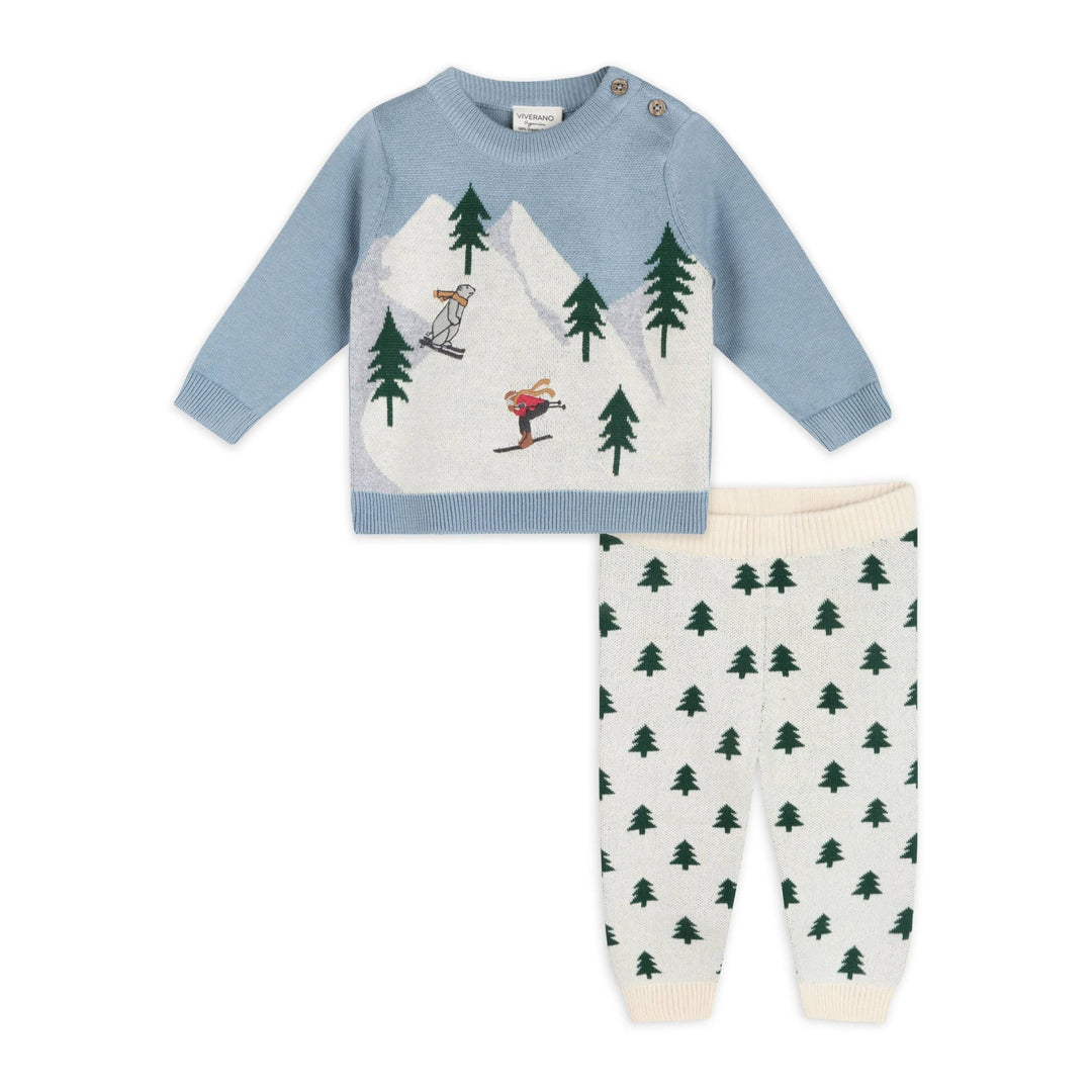 Organic Cotton Ski Knit Baby Pullover Sweater &amp; Pant Set - Echo Market