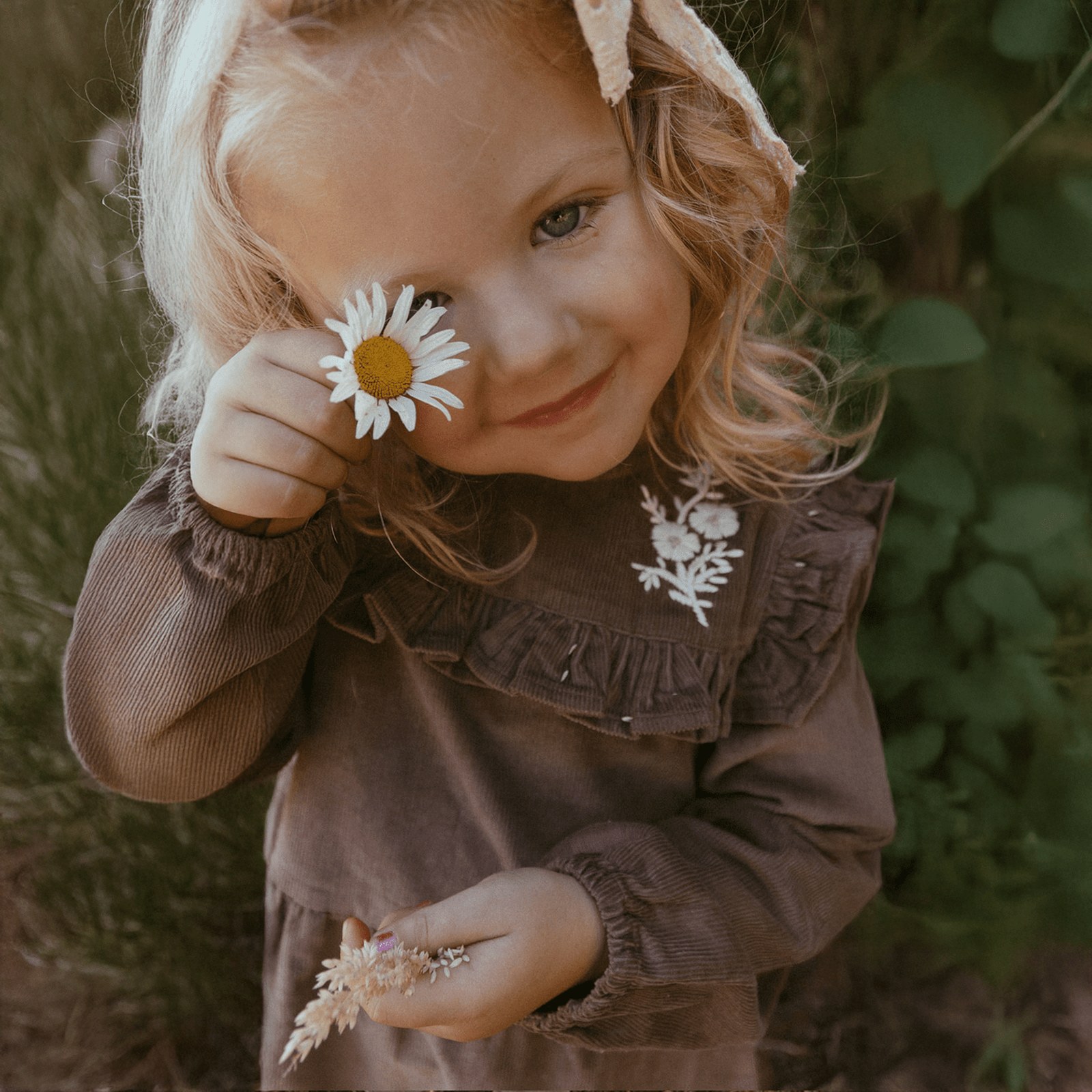 Organic Embroidered Corduroy Dress | Dark Brown - Echo Market