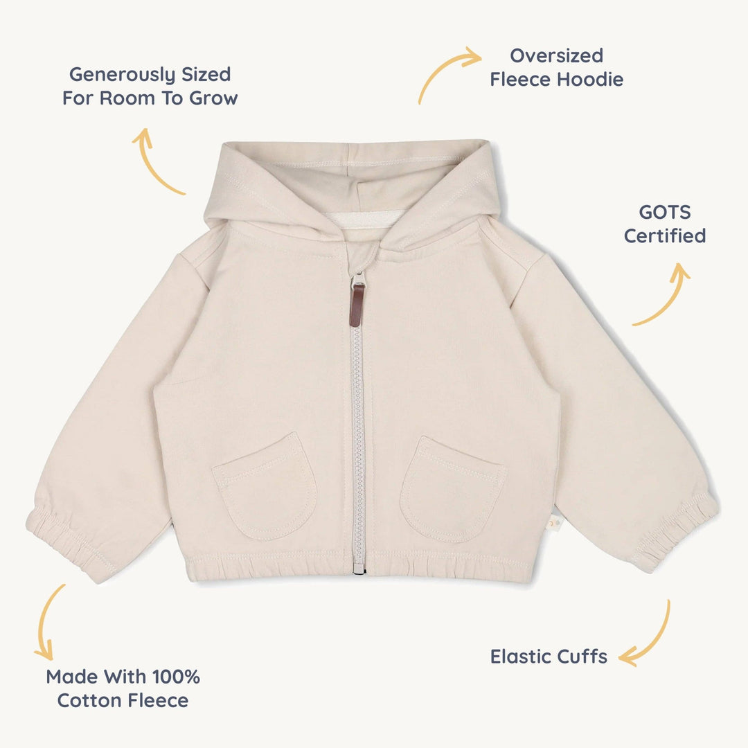 Organic Fleece Hooded Jacket | Oat - Echo Market