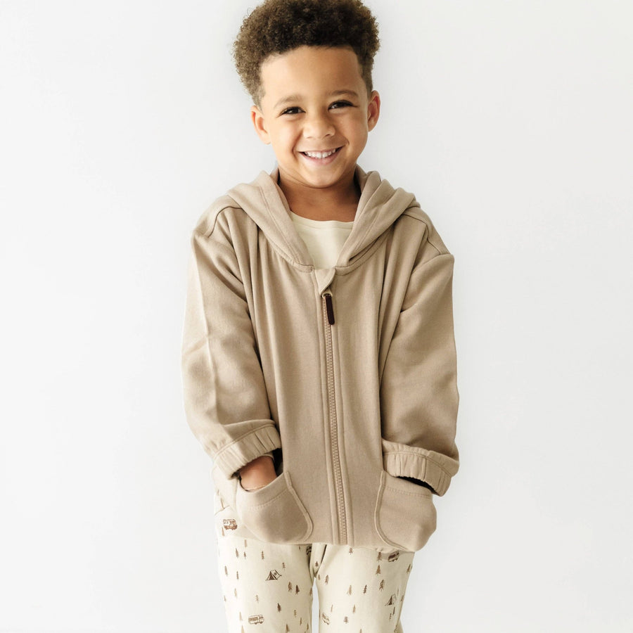 Organic Fleece Hooded Jacket | Oat - Echo Market