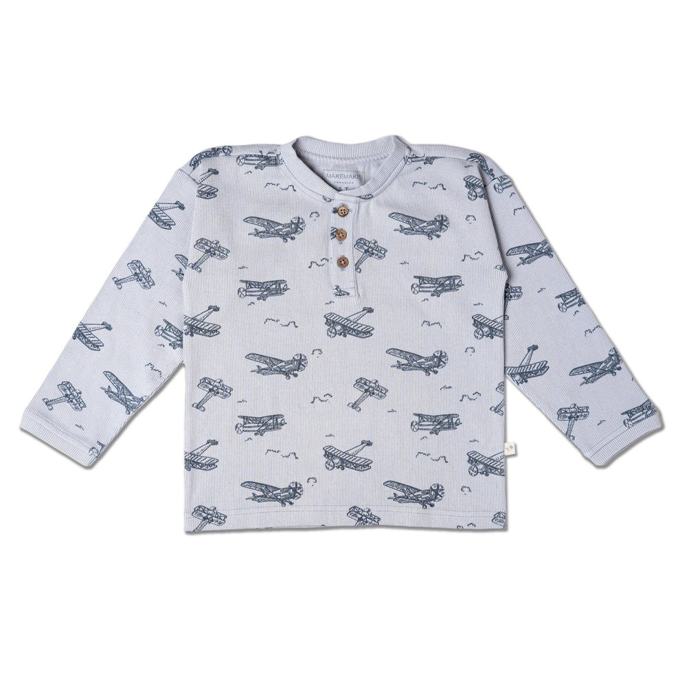 Organic Henley Tee | Airplanes - Echo Market