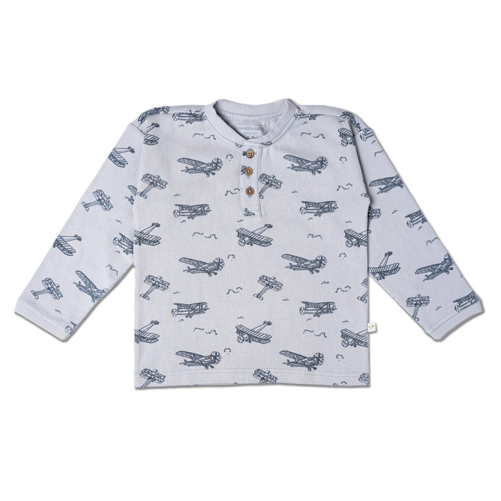 Organic Henley Tee | Airplanes - Echo Market